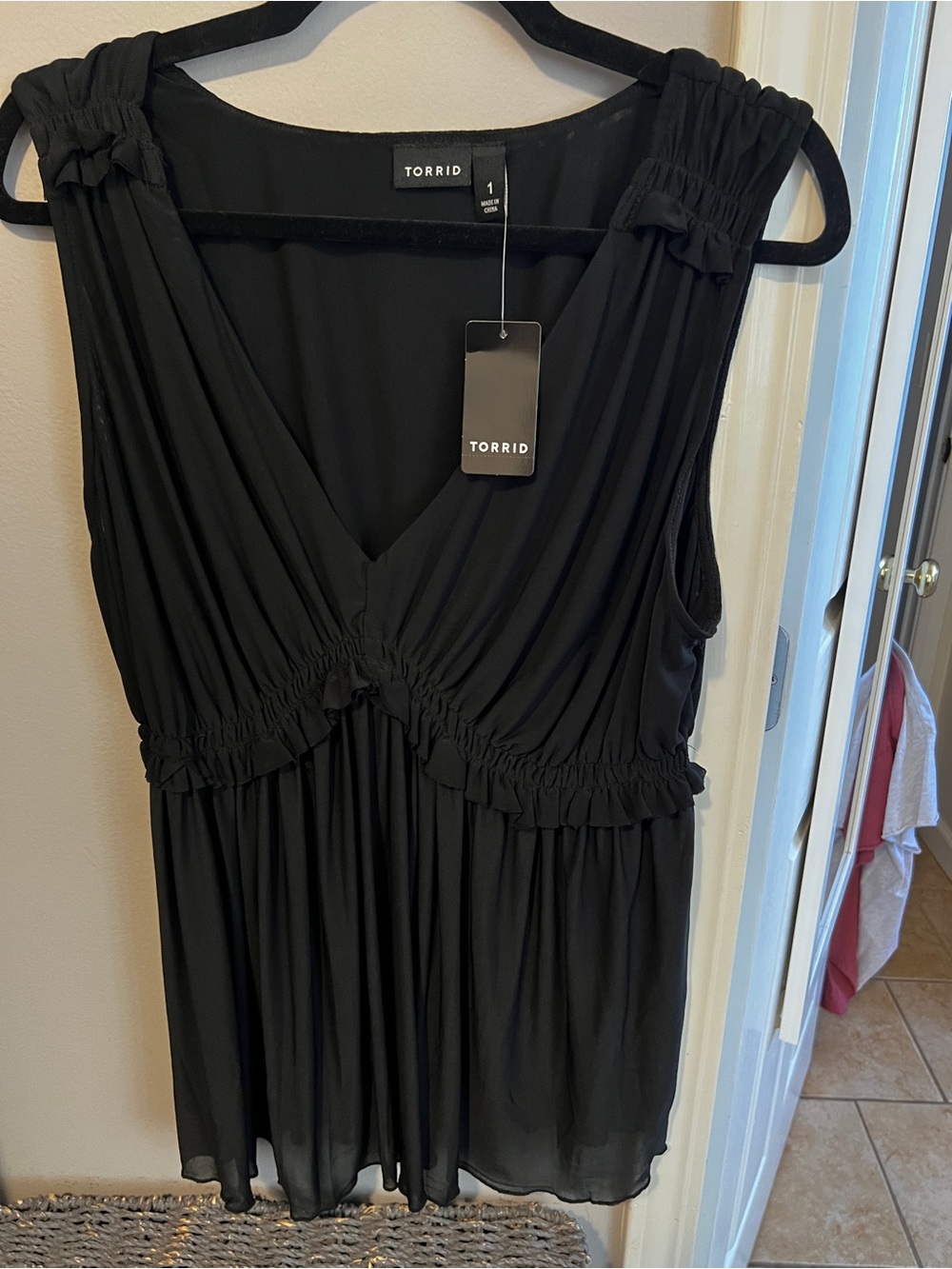 Torrid Black V-Neck Sleeveless baby doll top
